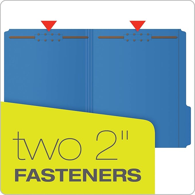 Pendaflex Fastener Folders, 2 Fasteners, Letter Size, Blue, 1/3 Cut Tabs in Left, Right, Center Positions, 50 per Box (22040GW)