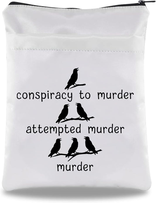 G2TUP Edgar Allan Poe Inspired Gift Attempted Murder Book Sleeve Raven and Crows Book Covers True Crime Gift Literature Gift Zipper Book Protector (Attempted Murder BS)
