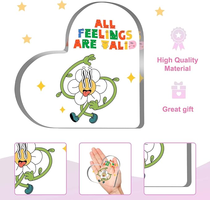 Mental Health Decor, Psychotherapy Office Heart Acrylic Decor, Psychotherapy Affirmations Therapist Office Heart Acrylic Decor, Mental Health Gifts for School Home Tabletop Therapy Office Decor