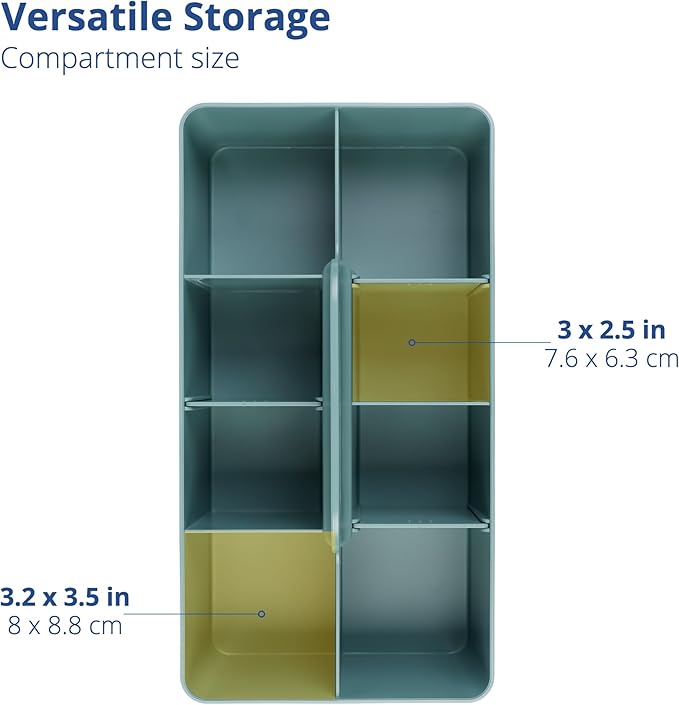 BLUE GINKGO Stackable Organizer Caddy – Korean-Made Portable Tote for Bathroom, Office, Crafts, or School Supplies (Long Rectangle, Green)