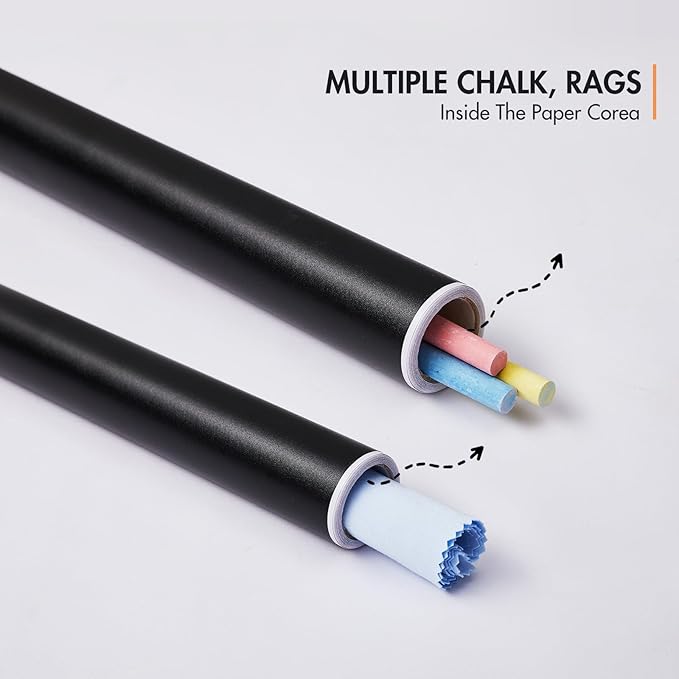 Chalkboard Wallpaper Stick and Peel: DIY Your Own Unique First Day of School Board Classroom Chalk Board Paint Self Adhesive Wall Paper with 8 Colorful Chalks (Black,17.5" x 118.1")