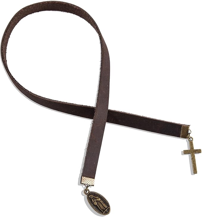 Bookmarks, Handmade Retro Cross Virgin Mary Bookmark with Long Leather Straps, Christian Saint Book Mark, Ideal Catholic Gift (Style 8)