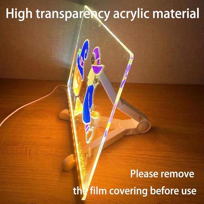 Acrylic Led Dry Erase Board - Creative Rewritable Message Board - Led Color Note Board with Stand - Light up Led Acrylic Message Board as a Glow Memo Board Note with 7 Pen - Free Eraser Easy to Clean