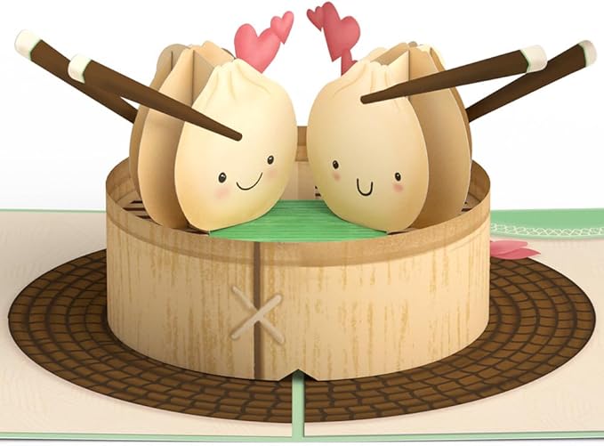 Lovepop Everyday Pop-Up Card for Her, Him, Girls, Boys - 3D Love Greeting Cards - Dim Sum - 5" x 7" - Blank Note Card & Envelope Included