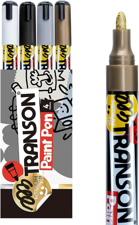 TRANSON 4 Colors Paint Markers for Fabric Rock Craft Diy Painting Medium Tip Oil Based Waterproof