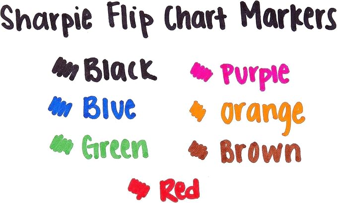 SHARPIE Flip Chart Markers, Bullet Tip, Assorted Colors, 8 Pack (Pack of 2)