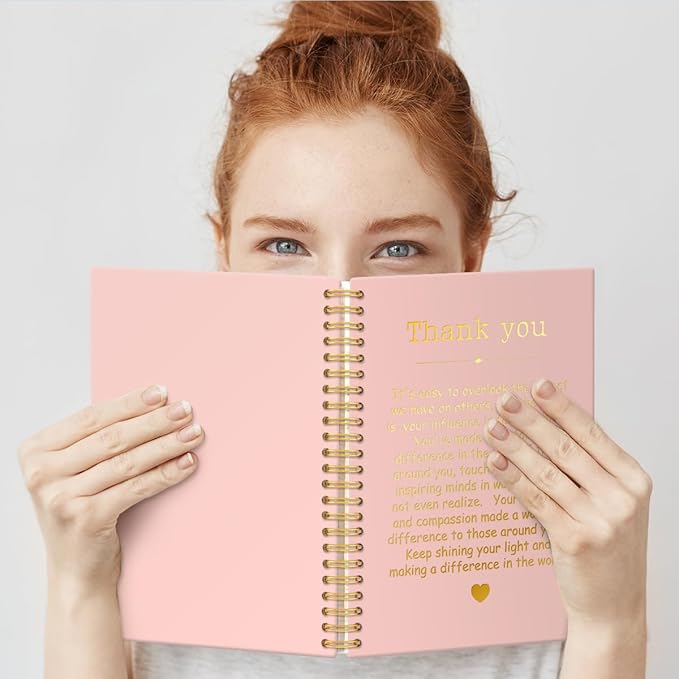Thank You Pink Gold Hardcover 160 Pages Spiral Notebooks, Funny Thank You Gifts for Women Men Coworkers Leader Mentor, Appreciation Gifts for Employees, Thanksgiving Gifts for Colleagues Leaders