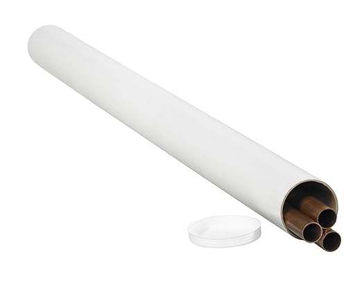 BOX USA BP2530W Mailing Tubes with Caps, 2-1/2" x 30", White (Pack of 34)
