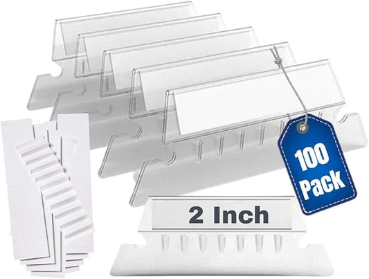 1InTheOffice Plastic Clear Tabs, and Inserts 2" x 5/8", 100/Pack (2")