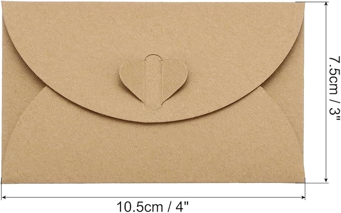 PATIKIL Gift Card Envelopes, 12 Pack Heart Shaped Clasp Small Gift Cards Holder Mini Envelope for Birthdays Weddings, Coffee