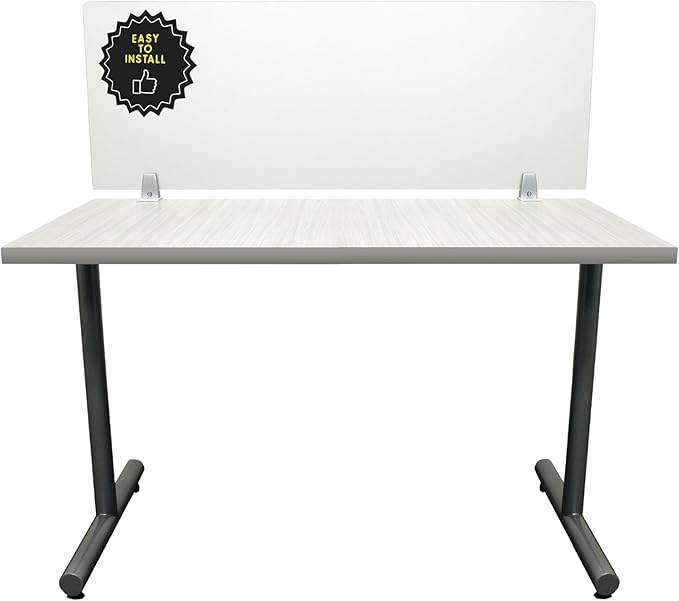 Obex Frosted Acrylic Desk Mounted Privacy Panel, 12", Aluminum