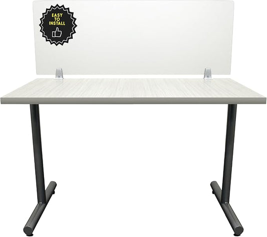 Obex Frosted Acrylic Desk Mounted Privacy Panel, 12", Aluminum