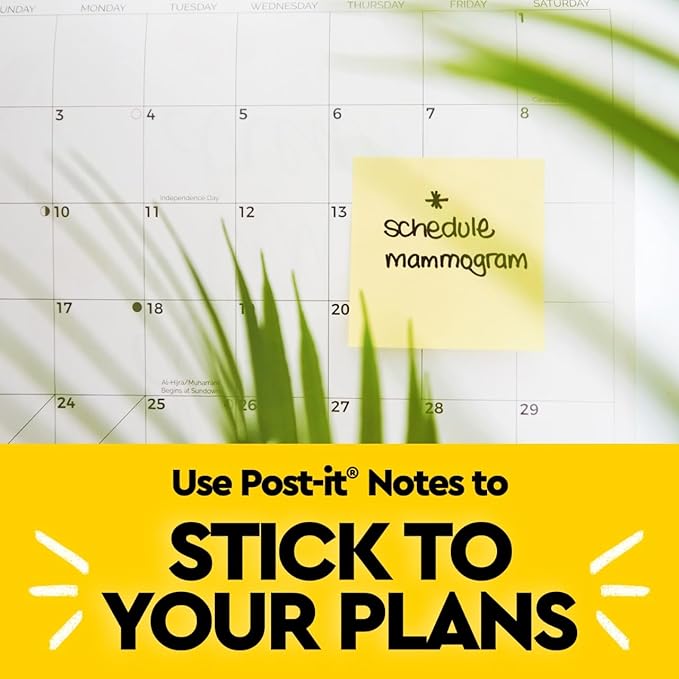 Post-it Notes, 3 in x 3 in, 18 Sticky Notes Pads, 100 Sheets per Pad, The Iconic Canary Yellow Note, School Supplies and Oﬃce Products
