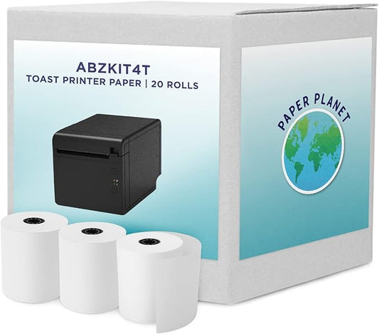 Thermal Paper for Toast POS (Toast TP200 Thermal Printer) by Paper Planet | Credit Card Machine Receipt Paper for Toast TP200 Terminal Printer | 20 Rolls
