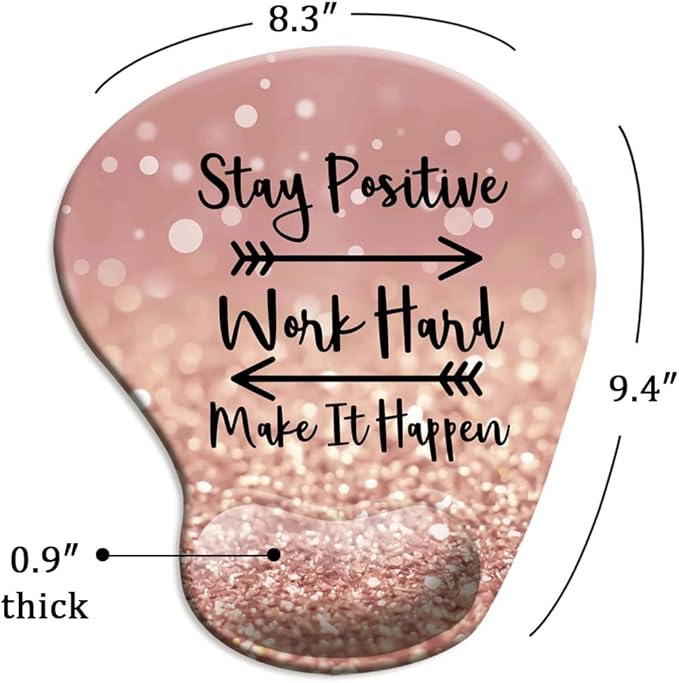 DOOKE Ergonomic Mouse Pad with Wrist Support and Coaster,Mouse Pads with Non-Slip PU Base for Home Office Working Studying Easy Typing & Pain Relief Stay Positive