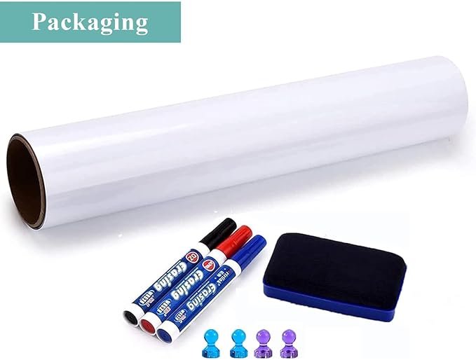 Magnetic Dry Erase Whiteboard Paper, 94" x 47" with Self Adhesive Whiteboard for Wall, Easy to Write and Clean Dry Erase Board for Kids, Office, with Marker, Magnetic Eraser and Magnets