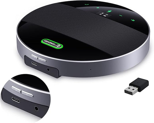 Bluetooth Conference Speaker and Microphone， Wireless Lound Speakerphone Portable for Car and Computer Home Office, Two Way Voice Clear, Compatible with Zoom, Teams, Skype