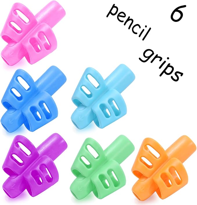 Pencil Grips for Kids Handwriting Correction Training Writing AIDS Pencil Gripper Pencil Holder Posture Special Needs for preschooler Kids Toddler Children (6 PCS)