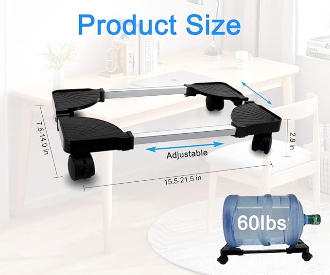 YOSE Computer Tower Stand, Adjustable Mobile CPU Stand with Rolling Caster Wheels, Premium PC Tower Stand Holder for Floor Carpet Gaming PC Case（Upgraded Version）