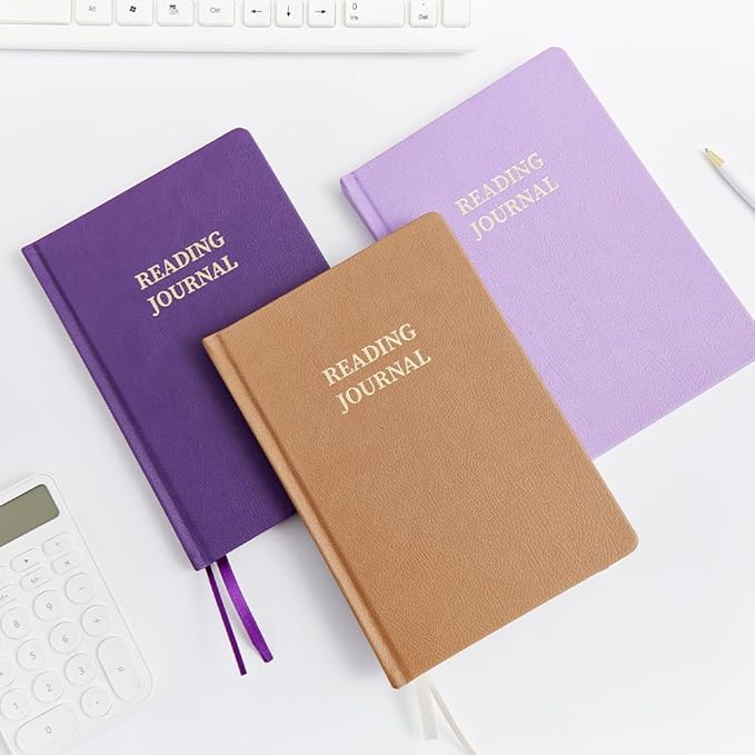 Reading Journal Book Lovers Gifts Book Journal Hardcover Leather For Readers Review and Track Your Reading with 65 Book Reviews, 5.8”x8.3”,Khaki