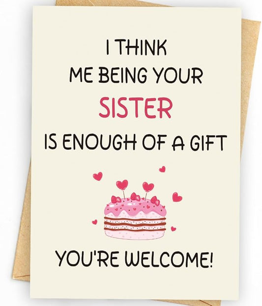Sister Birthday Card | Birthday Card for Sister | Birthday Card Sister | Happy Birthday Sister Card | Funny Sister Birthday Card | Birthday Cards for Sister