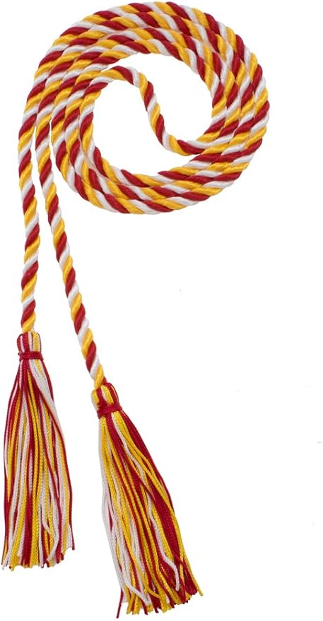 Tassel Depot Graduation Honor Cord - RED/Gold/White - Every School Color Available - Made in USA