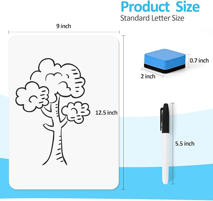 Dry Erase LapBoards, PANDRI 16 Pack Double Sided 12.5 x 9 Inch Whiteboards with 16 Erasers and 16 Markers, Dry Erase Boards for Kids Students Classroom Teacher Supplies
