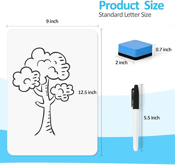 Dry Erase LapBoards, PANDRI 6 Pack Double Sided 12.5 x 9 Inch Whiteboards with 6 Erasers and 6 Markers, Dry Erase Boards for Office Students Classroom Teacher Supplies