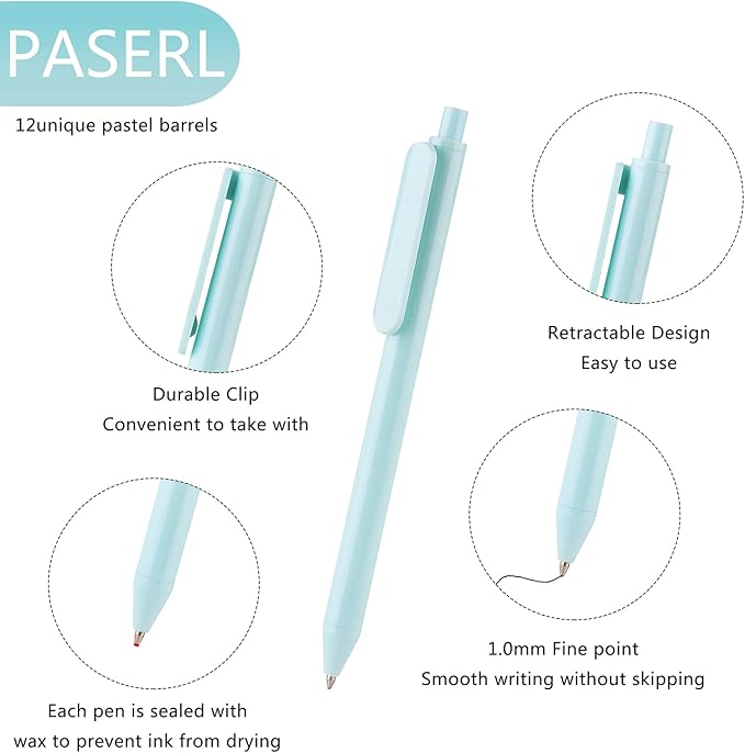 WY WENYUAN Cute Pens - Personalized, Glitter & Colorful for Women & Men, Smooth Writing, Black Ink, 1.0 mm Point, Note Taking