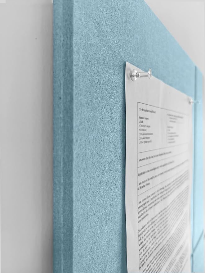 Cork Board 48 x 36 Alternative – 11.8x11.8x0.35 Inches 12 Pack Felt Wall Tiles with Safe Removable Adhesive, Large Cork Board for Office Walls Pin Board Cork Tiles for Classroom - Baby Blue