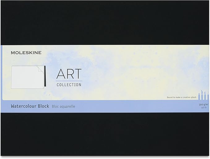 Moleskine Art Watercolor Block, Hard Cover, 23" x 31" Plain/Blank, Black, 20 Pages