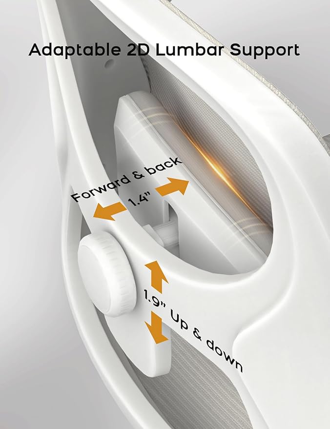 Mesh Office Chair Ergonomic Desk Chair with Up&Down Front&Rear 2 Dimensions Adjustable Lumbar Support and Flip-up Arm Rocking Comfy Swivel Computer Task Chair for Home Office(White-Gray)