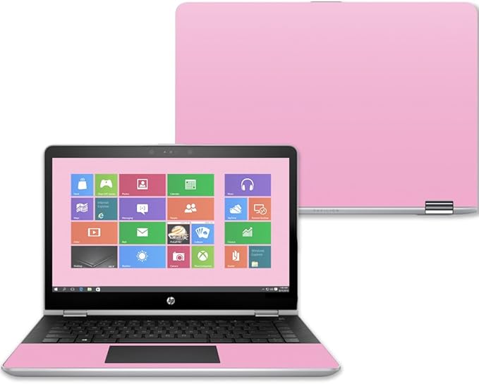 MightySkins Skin Compatible with HP Pavilion x360 15" (2017) - Solid Pink | Protective, Durable, and Unique Vinyl Decal wrap Cover | Easy to Apply, Remove, and Change Styles | Made in The USA