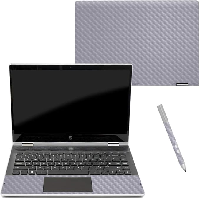 MightySkins Carbon Fiber Skin for HP Pavilion X360 14" (2018) - Solid Gray | Protective, Durable Textured Carbon Fiber Finish | Easy to Apply, Remove, and Change Styles | Made in The USA