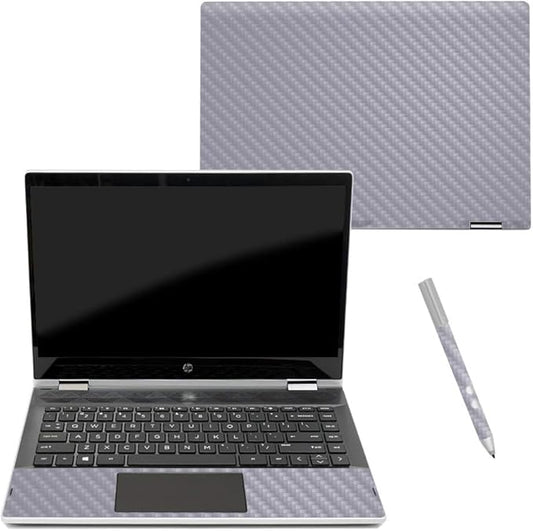 MightySkins Carbon Fiber Skin for HP Pavilion X360 14" (2018) - Solid Gray | Protective, Durable Textured Carbon Fiber Finish | Easy to Apply, Remove, and Change Styles | Made in The USA