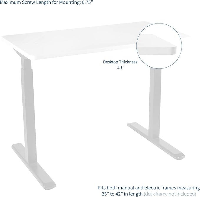 VIVO White 43 x 24 inch Universal Solid One-Piece Table Top for Standard and Sit to Stand Height Adjustable Home and Office Desk Frames, DESK-TOP43W