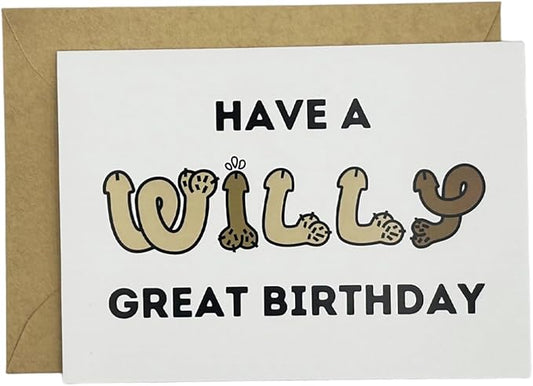 Cheeky Birthday Card for Women - Willy Great Birthday Design - Funny Wife Greeting Card with Stickers - Sassy Humor Gift for Female Friends