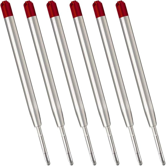 Red Ink Refills (6pcs), Replaceable Pens Refills, 1mm Medium Tip - Red