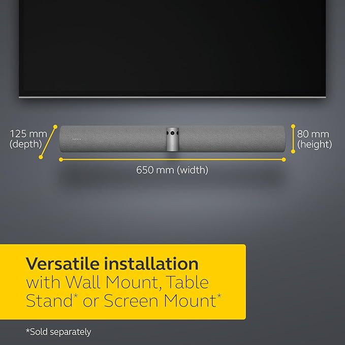 Jabra PanaCast 50 – Intelligent 180° Panoramic-4K Meeting Room Video Camera – Inclusive Video Conferencing Camera with Full Room Coverage, Easy to Set-Up Wide Angle Webcam with Microphones - Grey