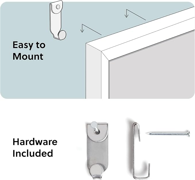U Brands Farmhouse Linen Bulletin Board, 30"x20", White Wood Style Frame, Includes Push Pins
