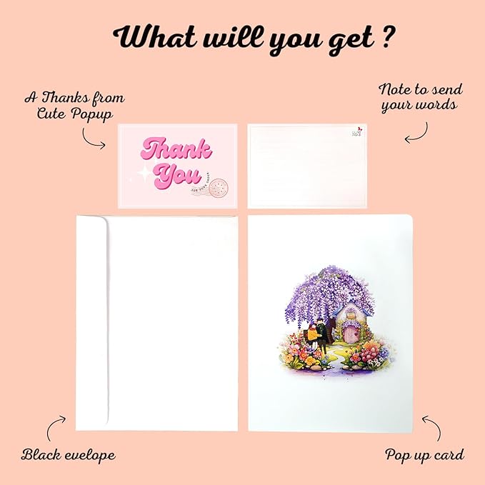 Romantic Couple with Flowering Wisteria and Charming Homestead Design, Valentines Pop Up Cards, Happy Anniversary Pop Up Cards - Perfect Handmade Present for Girlfriend, Wife or Couple
