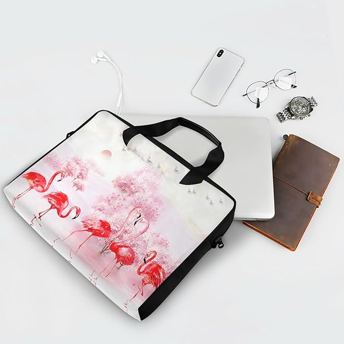 Pink Flamingo Landscape Laptop Messenger Bag Case Sleeve Briefcase for Men Women
