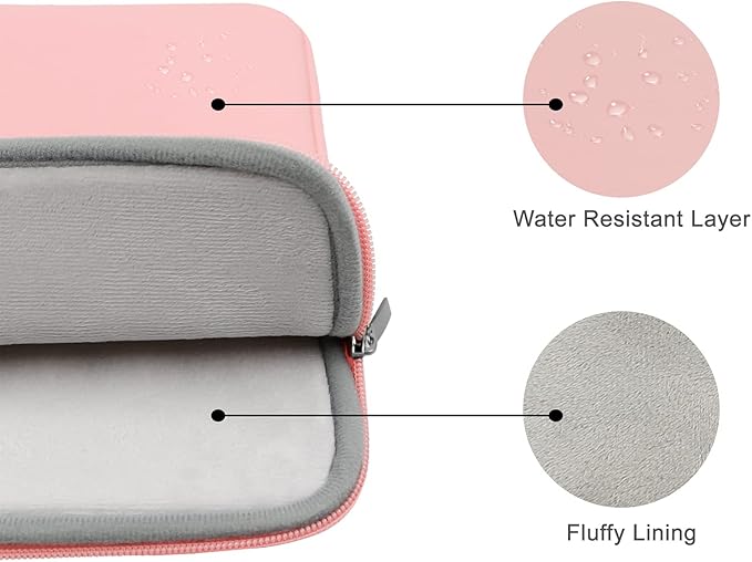 RAINYEAR 14 Inch Laptop Sleeve Soft PU Leather Case Protective Water Resistant Zipper Cover Carrying Bag Compatible with 14" Notebook Computer Chromebook, 14 MacBook Pro A2442(Pink)