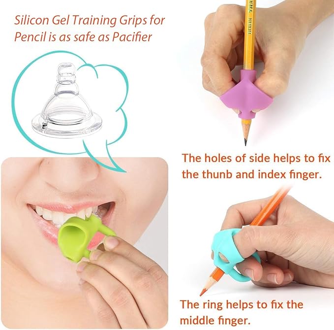 Firesara Training Grips, Original Breakthrough Assorted Writing Aid Grip Trainer Posture Correction Finger Grip for Kids Preschoolers Children Adults Special Needs for Lefties or Righties(4PCS)