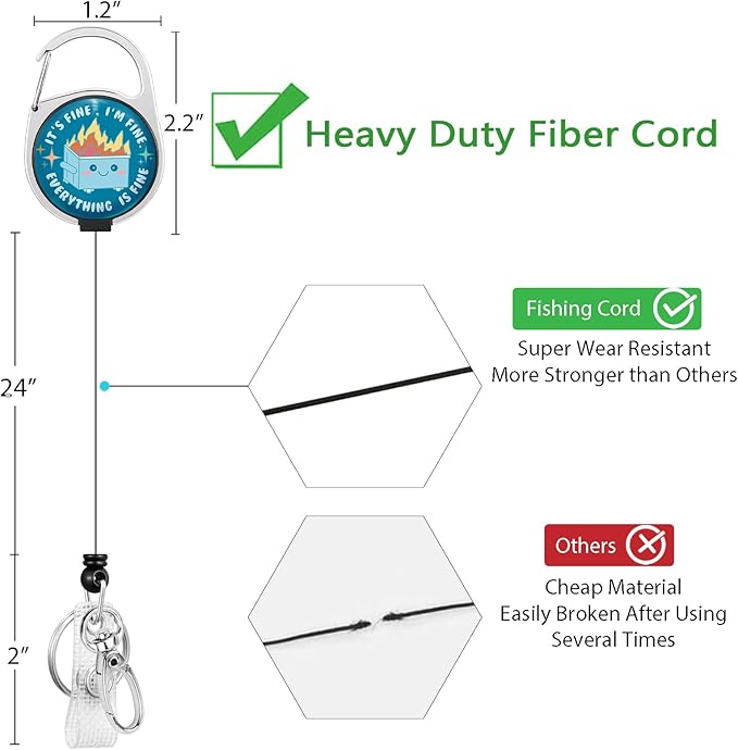 Gctriki Dumpster on Fire Badge Reel Retractable with 360° Swivel Carabiner Clip, Cute Work ID Badge Holder Retractable Clip, Students Nurse Teacher ID Card Holder Keychain Accessories Office Gifts