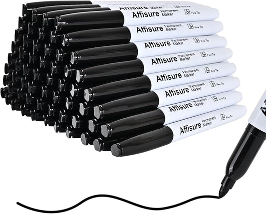 Permanent markers, 60 packs permanent markers bulk, quick drying in one second, waterproof, smooth, not easy to erase, durable, can be marked on glass, tiles and cloth, office supplies