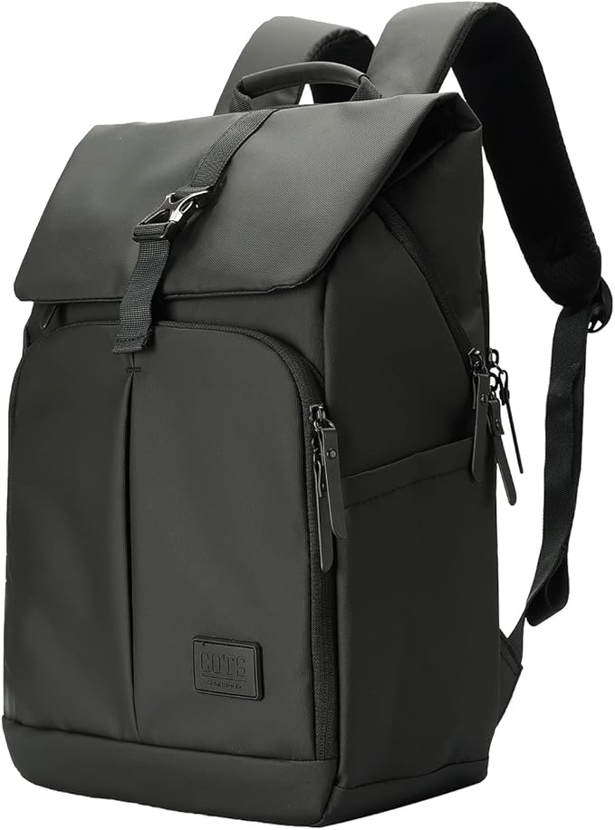 COTS Laptop Backpack, Black, Unisex, 15.6" Laptop Compartment, 15" 14" 13" Laptops, 16" x 11.8" x 5.5"