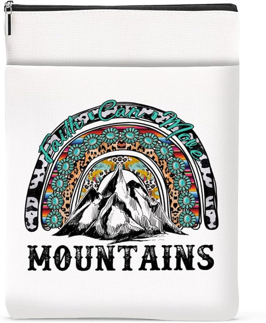 Inspirational Western Faith Christian Gifts Book Sleeve Book Cover Religious Cowgirl Accessories for Women Grandma Friend Graduation Christmas Birthday Book Lovers Gifts Book Protector with Zipper