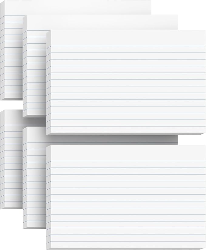 Index Cards 4x6 Lined Note Cards, 180 Count Flashcards for Studying, 4 x 6 Index Cards Ruled Flash Cards, Index Flashcards Lined on Front, Blank on Back, Ruled Notecards Bulk for School Office Home
