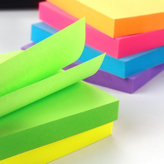 Sticky Notes 3x3 inch Bright Colors Self-Stick Pads 24 Pads/Pack 70 Sheets/Pad Total 1680 Sheets